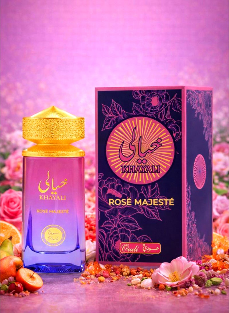 OUDI Luxury Unisex Perfume Khayali Rose Mejeste Eau De Parfum 100 ml | Long Lasting Perfume with Honey, Sweet Floral Rose & Amber Accords | Luxury Unisex Perfume for Men & Women - Image 1